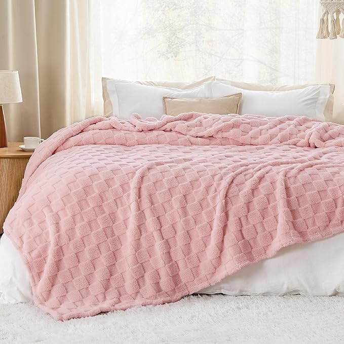 Bedsure GentleSoft Blankets Queen Size for Bed - Super Soft Cozy Blanket for Women Men Girls, Large Fuzzy Fleece Throw for Bedroom Decor, Blush Pink, 90x90 Inches-Ruum Studio Home