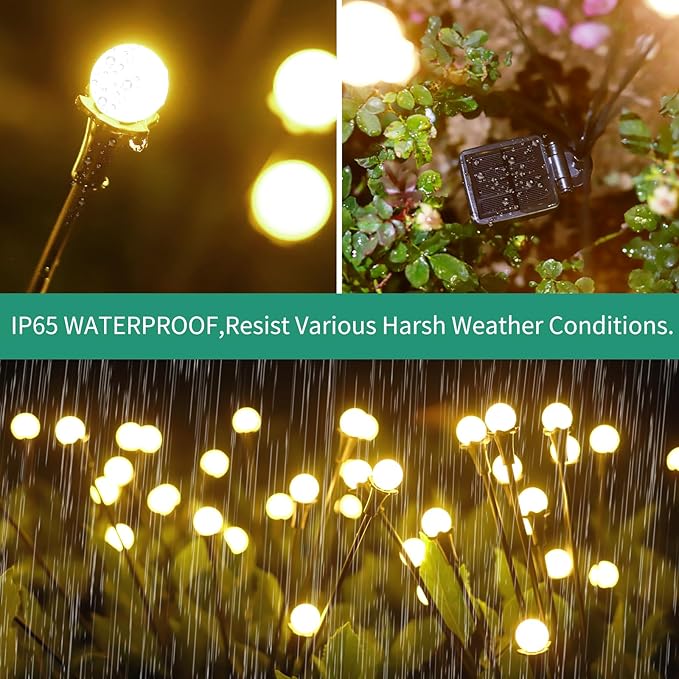 Solar Lights Outdoor Waterproof,6 Packs 48LED, Garden Decor, Patio Decor, Firefly Lights Solar Outdoor, Unique Gifts for Women-Ruum Studio Home
