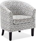 BELLEZE Accent Barrel Chair, Linen Round Chair Club Tub Sofa Corner Chair with Flared Legs and Cozy Soft Padding for Living Room Bedroom Waiting Room - White & Brown-Ruum Studio Home