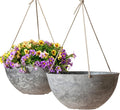 LA JOLIE MUSE Large Hanging Planters for Indoor Outdoor Plants, Hanging Flower Pots Marble Pattern (13.2 Inch,Set of 2)-Ruum Studio Home