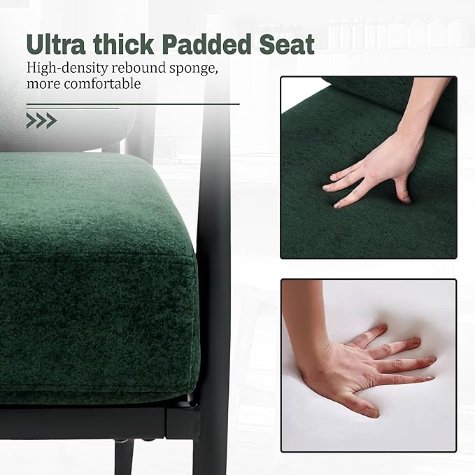 Modern Accent Chair for Living Room Bedroom Mid Century Arm Chair Upholstered Office Accent Chair Comfy Waiting Room Chair with Metal Frame, Green-Ruum Studio Home