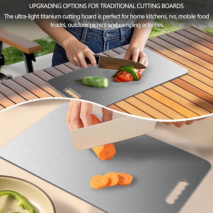 Titanium Cutting Board Ultra-Lightweight,Non-Toxic,Food-Grade Pure Titanium Cutting Boards for Kitchen Dishwasher Safe Double Sided High - End Chopping Board for Meat Vegetable Fruit-Ruum Studio Home