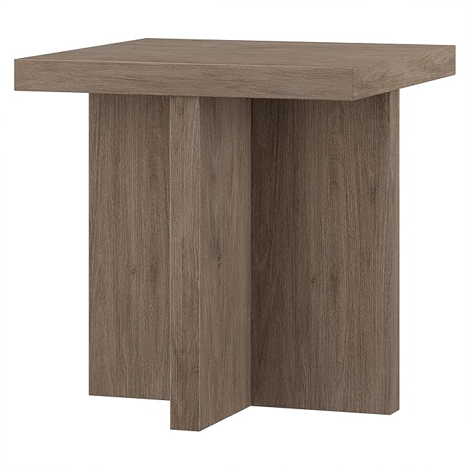 Henn&Hart 22" Wide Square Side Table in Weathered Gray, for Home, Living Room, Bedroom, Entertainment Room, Office-Ruum Studio Home