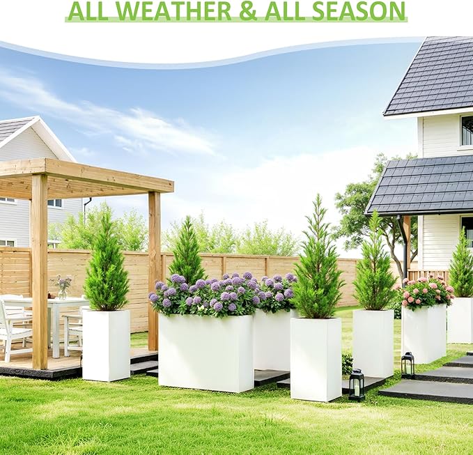 Planter Box Outdoor 38"W x 10.2"D x 30"H- Tall Rectangular Planters for Outdoor Patio/Porch, All-Weather with Anti-dumping Kit, Durable Galvanized Steel, Modern Design for Plants, Flower,Garden-Ruum Studio Home