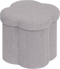 B FSOBEIIALEO Storage Ottoman Cube, Flowers Shaped Ottomans with Storage Foot Stool Footrest, Boucle Ottoman Seat for Dorm Room, Faux Teddy Fur, Grey 15"x15"x15"-Ruum Studio Home