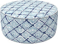 LVTXIII Outdoor Inflatable Ottoman, Fade-Resistant Round Footrest Stool D31”x H14”, Portable Patio Pouf for Garden Camping or Home Use, Boho Geometry Blue-Ruum Studio Home