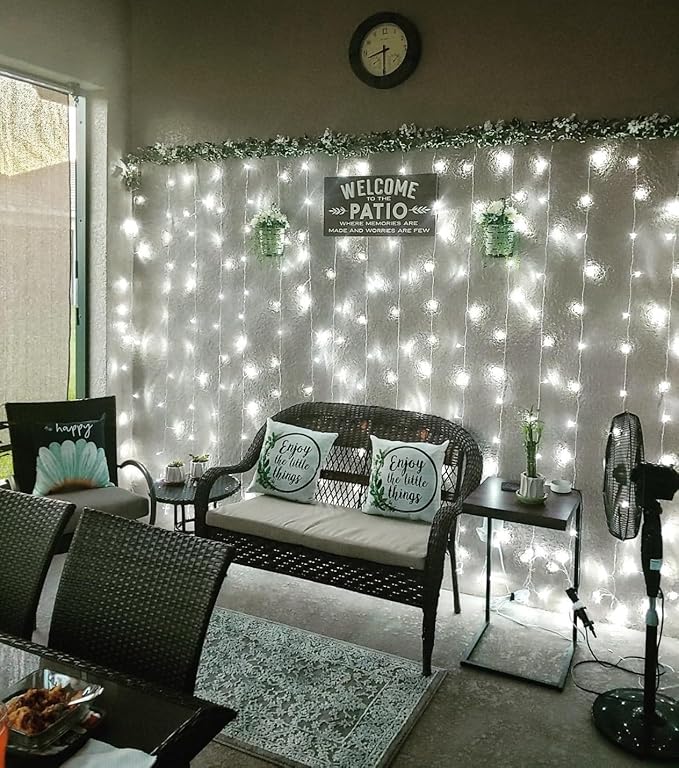 Lighting EVER Curtain Lights Cool White, 306 LED Plug in Hanging Fairy String Light for Bedroom Wall, Indoor Outdoor Backdrop Lighting for Wedding Party Patio (10x10ft, 18 Strings 6.9" Apart)-Ruum Studio Home