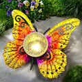 Solar Lights Outdoor Garden Butterfly Decor, Metal Butterfly Statue Decoration with LED Crackle Glass Globe, Solar Powered Lighted Garden Art Decor for Patio Lawn Yard Pathway Tabletop Ground-Ruum Studio Home