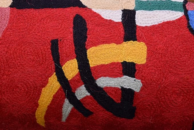 Lumbar Kandinsky Red Modern Pillow Cover Counterweights Mid Century Chair Cushions Red Abstract Pillowcase Red Contemporary Pillowsham Couch Cushions Handmade Wool Size 14x20-Ruum Studio Home