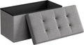 SONGMICS MAZIE Collection - 30 Inches Folding Storage Ottoman Bench, Ottoman Foot Rest, End of Bed Bench, Storage Chest, Load 660 lb, for Living Room, Bedroom, Entryway, Light Gray ULSF47G-Ruum Studio Home