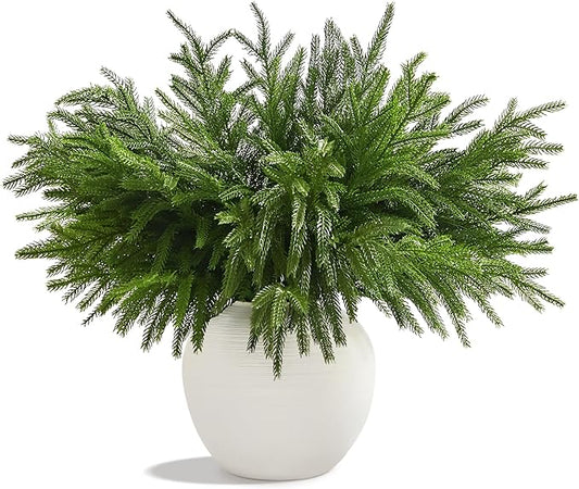 WeGuard 32 Pcs Real Touch Artificial Norfolk Pine Branches, 18 Inches Faux Cedar Pine Stem Fake Christmas Greenery Picks for Vase DIY Garland Wreath Christmas Decor Home Decor-Ruum Studio Home