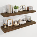 Marsmiles 39" Floating Shelves for Wall, Wooden Shelves with Invisible Brackets Set of 2, Rustic Farmhouse Wall Mounted Shelf for Kitchen Bathroom Living Room Study, Walnut-Ruum Studio Home