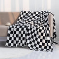 LOMAO Throw Blankets Flannel Blanket with Checkerboard Grid Pattern Soft Throw Blanket for Couch, Bed, Sofa Luxurious Warm and Cozy for All Seasons (Black, 40"x50")-Ruum Studio Home