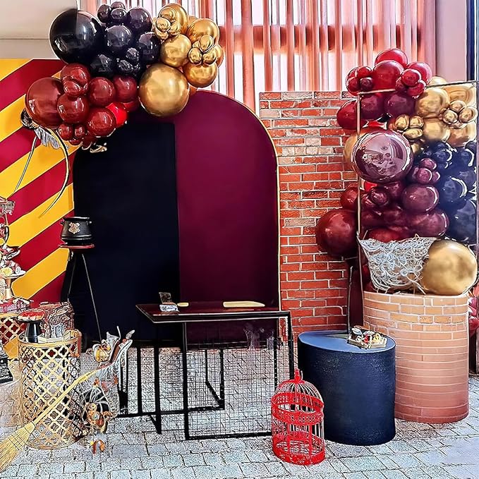 Black Burgundy Gold Balloons 12 Inch Burgundy Maroon Red Black Metallic Gold Latex Confetti Balloon for Kids Graduation Birthday Baby Shower Party Decoration-Ruum Studio Home