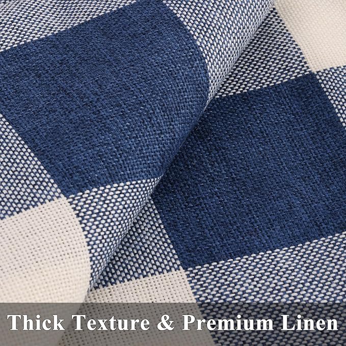 decorUhome Buffalo Plaid Check Throw Pillow Covers 20x20 Set of 2, Outdoor Decorative Farmhouse Neutral Pillow Covers with Stitched Edge for Bed Couch Sofa, Navy Blue and White-Ruum Studio Home