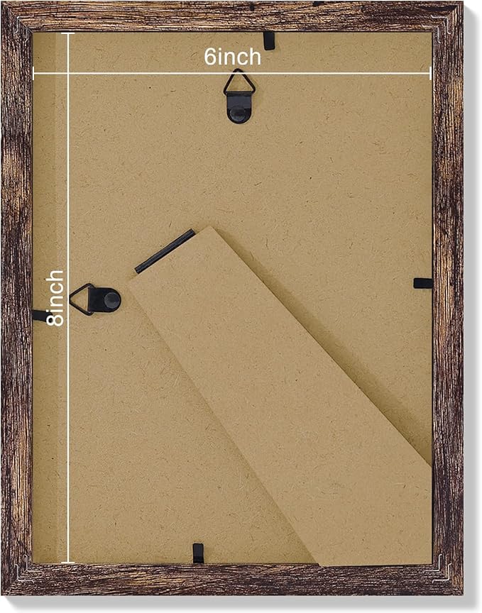 Vittanly 6x8 Picture Frames Set of 9, Shatter Resistant Plexiglass, Display 4x6 Pictures with Mat or 6x8 without Mat, Photo Frames for Wall or Tabletop, Engineered Wood, Brown-Ruum Studio Home