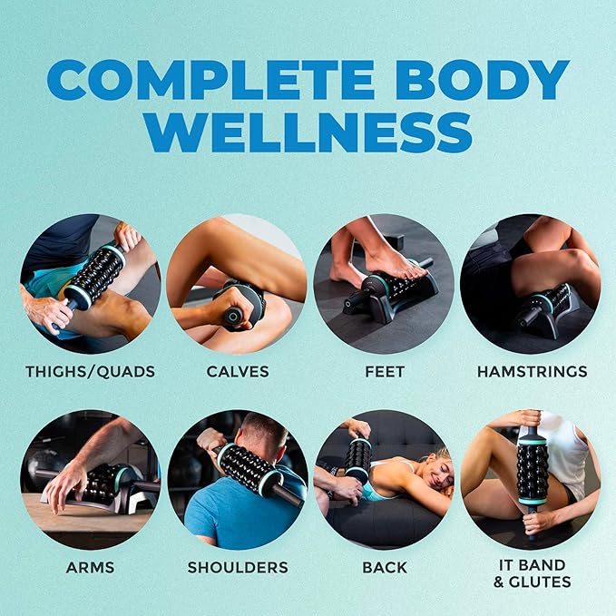 Chirp RPM Rolling Percussive Massager – Deep Tissue Muscle Massager and Back Roller with Hands-Free Base, Rechargeable Leg Massager Roller, 5-Speed Massage Roller Stick for Legs, Foot & Calf Massager-Ruum Studio Home