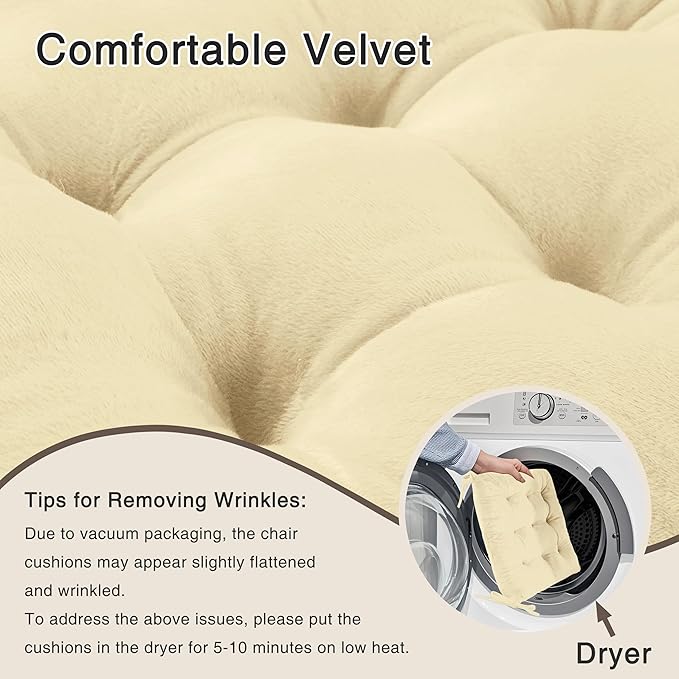 OVOV Chair Cushions for Dining Chairs Set of 6 Tufted Indoor Chair Pads with Ties Soft Square Seat Cushions for Kitchen Chairs 15.5"x15.5",White-Ruum Studio Home