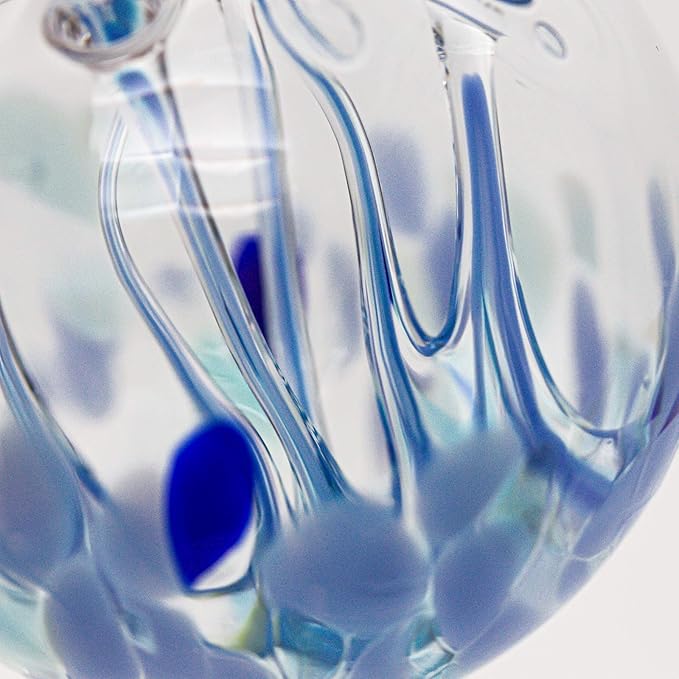 Luke Adams Glass | 3" Mini Glass Tree of Life | Handmade Ornament | Hanging Garden Gazing Ball | Indoor Outdoor Home Décor | (Blue)-Ruum Studio Home