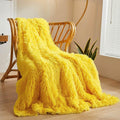 XeGe Luxury Faux Fur Throw, Yellow Soft 50x60 Fluffy Bed Blanket, Cozy Shaggy Plush Decorative Couch Throw, Cute Furry Fuzzy Lap Blanket for Kids Women Men Teen Girls Yellow-Ruum Studio Home