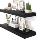 Heimlove 36 Inch Floating Shelves for Wall Set of 2,Black Wall Shelves for Storage & Decor - Heavy Duty with Invisible Brackets,Perfect for Living Room,Bedroom,Home Office-Ruum Studio Home