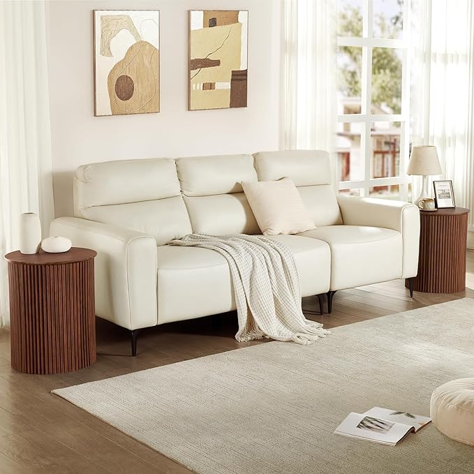 AVZEAR Small Round Side Table Fluted Night Stand Set of 2, 17.7" Mid Century Modern End Table, Circle Bedside Tables Wood Nightstands for Small Spaces, Living Room, Bedroom (Rustic Walnut)-Ruum Studio Home