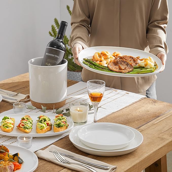DOWAN Large Serving Platter, 16"/14"/12" Porcelain Platters for Entertaining Wedding Party, White Oval Plates Set of 3, Serving Dishes for Serving Food, Housewarming Gifts-Ruum Studio Home
