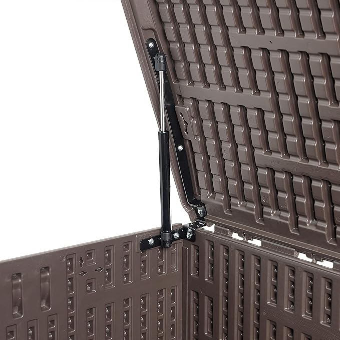 Amazon Basics Outdoor Patio Storage Box 150 Gallon Deck Box, Waterproof and Weather-resistant, Furniture Cushions Garden Tools, Brown-Ruum Studio Home