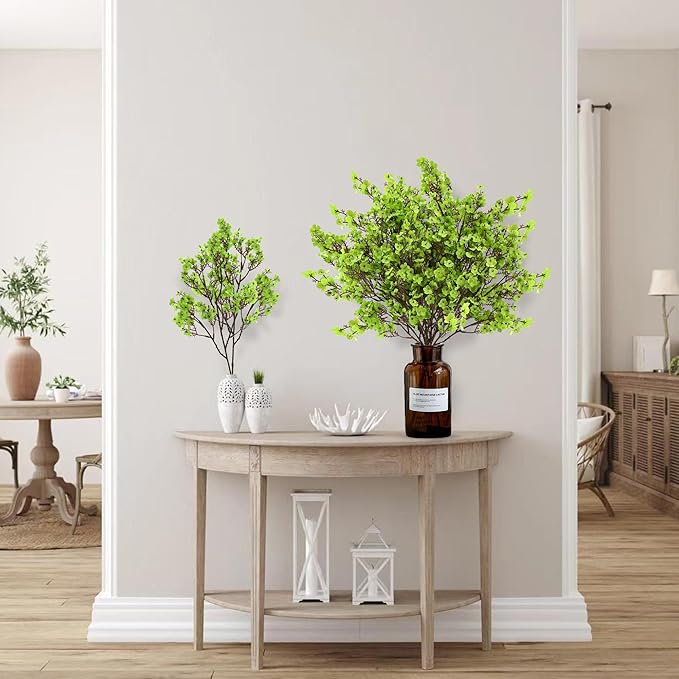 Sggvecsy 10 Pcs Babys Breath Artificial Flowers Gypsophila Bouquets Bulk Real Touch Fake Silk Flowers for Home Wedding DIY Floral Arrangement Kitchen Table Centerpiece Festival Decoration (Green)-Ruum Studio Home