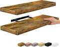Sorbus Floating Shelves for Wall - 24" Bathroom Shelves, Wall Decor for Bedroom, Kitchen, Living Room, Home Decor & Book storage - Mounted Floating Shelf with Invisible Brackets (Rustic Brown, 2 Pack)-Ruum Studio Home