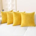 CaliTime Throw Pillow Covers Decorative 18 X 18 Inches Pack of 4 Cozy Chenille Cushion Cases for Couch Sofa Bed Living Room Home Mustard Yellow-Ruum Studio Home