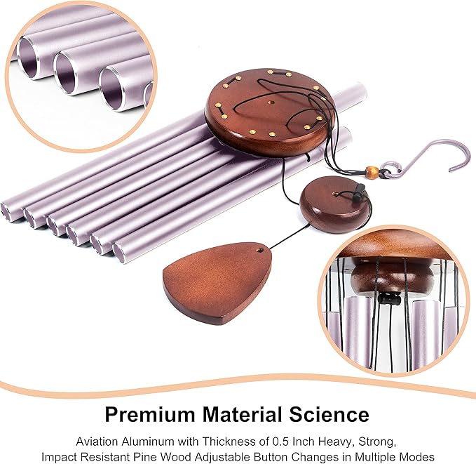 Large Aluminium Wind Chimes 37 Inches to Create a Zen Atmosphere Suitable for Outdoor, Garden, Patio Decoration. Classic Wind Chimes with Wind Catcher Suitable as A Gift for Unisex(Purple)-Ruum Studio Home