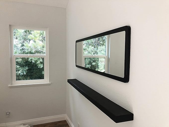 joelsantiques 60 Inch Wooden Floating Shelves for Wall - 60x8x2 in - Made of Natural Wood - Long Wall Shelves for Bedroom - Perfect for Living Room, Kitchen - Made in USA - Black-Ruum Studio Home