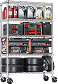 IZEUK 5-Tier Storage Shelving Unit with Wheels, Adjustable Heavy Duty Steel Wire Rack Organizer (Chrome, 17.7" D x 47.2" W x 76.7" H, 1750 lbs Capacity) for Garage, Kitchen, Pantry, Laundry, Basement-Ruum Studio Home