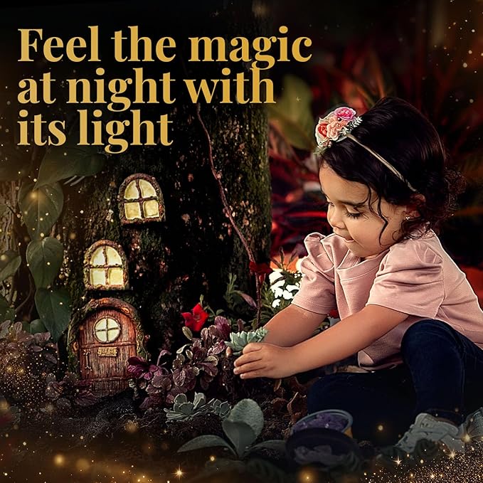 Fairy Door and Windows – Glow in The Dark Yard Art Sculpture Decoration for Kids Room, Wall and Trees Outdoor | Miniature Garden Outdoor Decor Accessories with Bonus Fairy Lantern-Ruum Studio Home