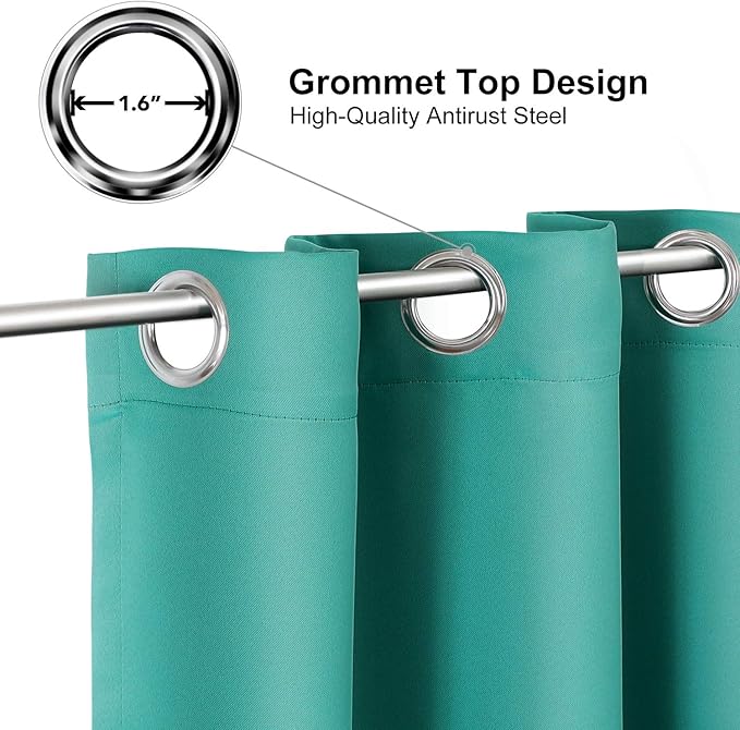 ChrisDowa Small Kitchen Valances for Windows - Grommet Short Thermal Insulated Room Darkening Window Valances Curtains for Living Room (2 Panels, Teal, 52 x 18 Inch)-Ruum Studio Home