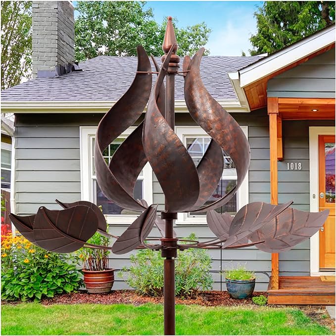 Wind Spinners Outdoor - Large Tulip Metal Wind Spinners with Stake, Garden Windmill Yard Spinner Lawn Decor (24" W x 75" H)-Ruum Studio Home