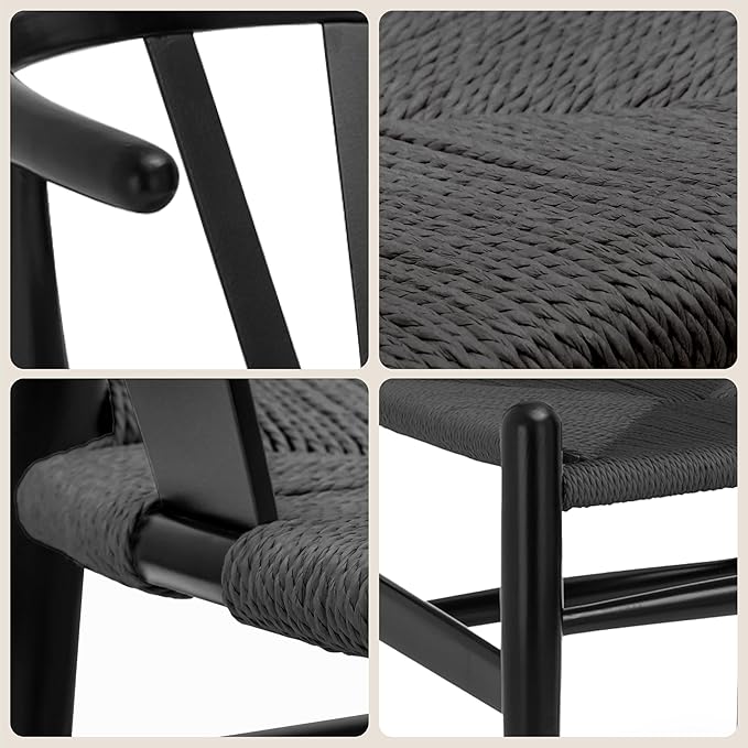 POLY & BARK Weave Chair Set of 2 in Pitch Black-Ruum Studio Home