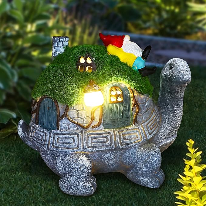 SunGlee Solar Turtles for Outdoors Turtle Solar Light Garden Statue, Cute Tortoise Garden Outdoor Turtle Decor for Patio Lawn Yard Gifts for Mom Grandma Housewarming Birthday-Ruum Studio Home