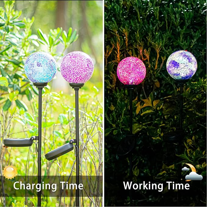 VCUTEKA Solar Garden Decorative Lights Outdoor, Mosaic Solar Light Waterproof LED Pathway Stake Light for Landscape Patio Yard Deck Walkway Decoration, 2 Pack-Ruum Studio Home