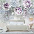 WFBHUA-Purple Rose Floral 3D Wallpaper Mural Modern Flower Leaf Wallpaper for Bedroom Wall Murals Decoration(Not Peel and Stick)-Ruum Studio Home
