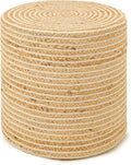 REDEARTH · Cylindrical Pouf Foot Stool Ottoman - Jute Braided Pouffe Poof Sitting Footrest for The Living Room, Bedroom, Nursery, Patio, Lounge & Other Rooms in Home (14.5”x14.5”x16”; Natural Ivory)-Ruum Studio Home