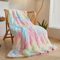 XeGe Luxury Faux Fur Blanket, Rainbow Soft Big Fluffy Throw, Shaggy Plush Decorative Couch Throw, Cute Furry Fuzzy Blanket for Bed Bedroom Living Room Rainbow, 60x90-Ruum Studio Home