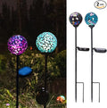 VCUTEKA Solar Garden Decorative Lights Outdoor, Mosaic Solar Light Waterproof LED Pathway Stake Light for Landscape Patio Yard Deck Walkway Decoration, 2 Pack （Blue&Purple）-Ruum Studio Home