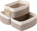 Small Storage Baskets for Organizing | Closet Organizer Bins | Shelf Toy Basket | Woven Rope Baskets | Cube Decorative Box | Shallow Basket | 13x8.5x5.1” | 3 Packs White Brown-Ruum Studio Home