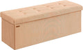SONGMICS MAZIE Collection - Storage Ottoman Bench, Foldable Foot Rest, 15 x 43 x 15 Inches, End of Bed Bench, Storage Chest, Load 660 lb, Living Room, Bedroom, Entryway, Apricot ULSF604O01-Ruum Studio Home