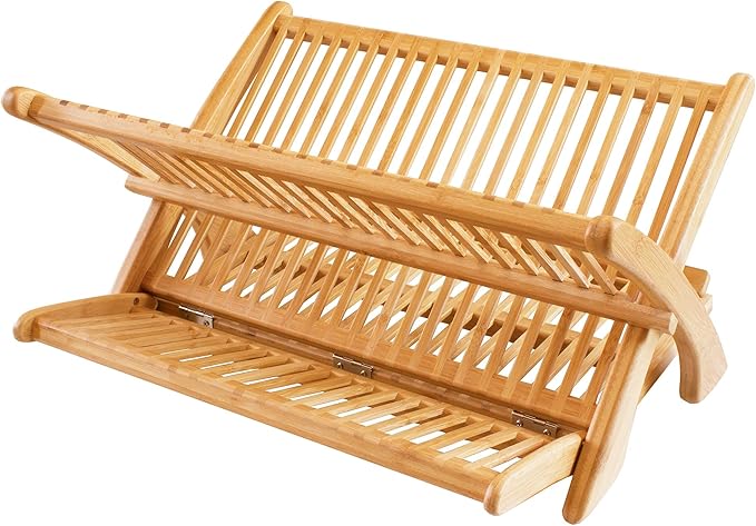 Totally Bamboo Eco Collapsible Dish Drying Rack, Natural Bamboo-Ruum Studio Home