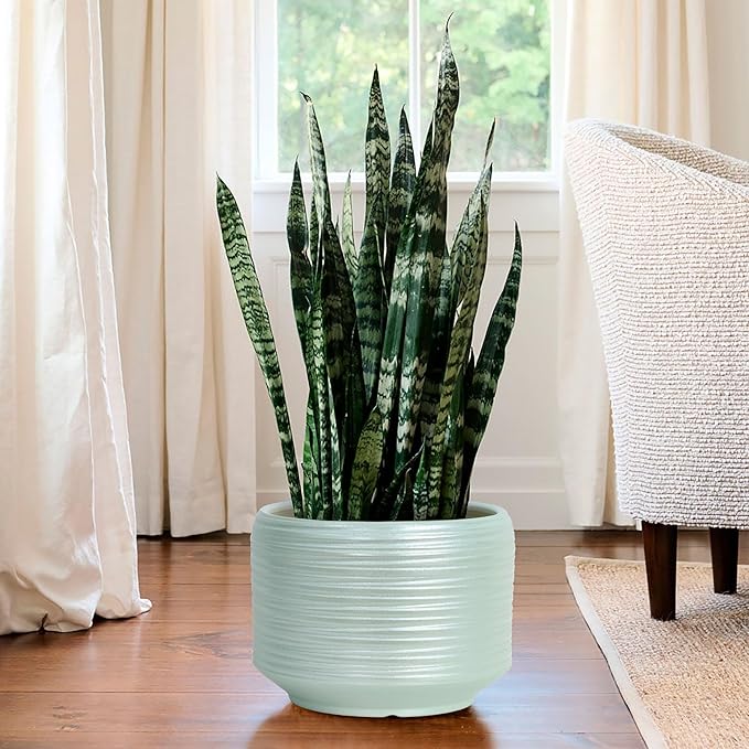 10 Inch Ceramic Plant Pot with Drainage – Large Flower Pot for Indoor Outdoor Plants, Modern Decorative Planter for Patio, Balcony, Garden, or Home Decor-Ruum Studio Home