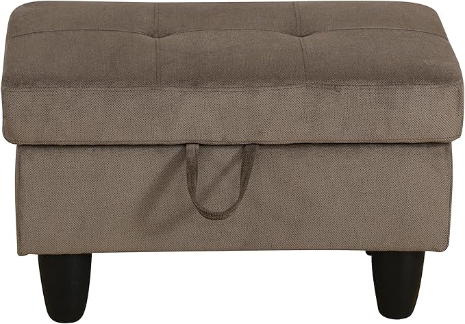 Ottoman Rectangular Storage Ottoman Bench, Flannel Footrest Stool Footstool with Lid for Living Room, Bedroom, Entryway, Brown, 28.5"x19"x17.5"-Ruum Studio Home