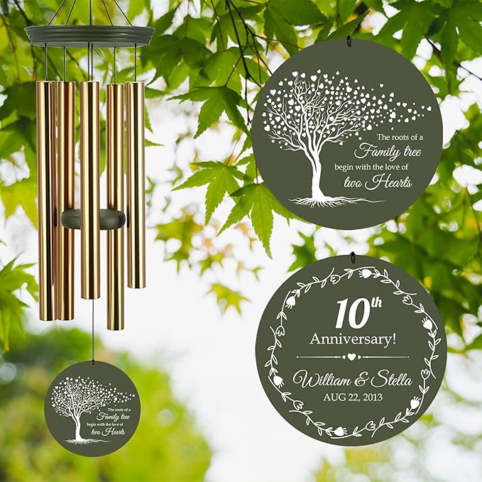 ASTARIN Tree of Life Wind Chimes, Personalized Wind Chimes for 50th Anniversary for Parents Couple, Romantic Idea for Mom Dad Keepsake Gifts-Ruum Studio Home